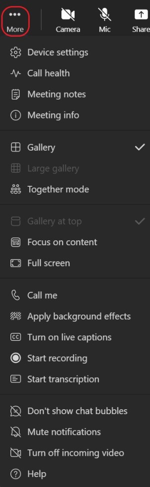 more options menu